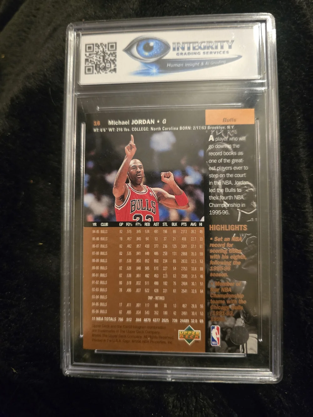 Michael Jordan 1996-97 Upper Deck Basketball Card - Gold Accent Gem Mint 9.5